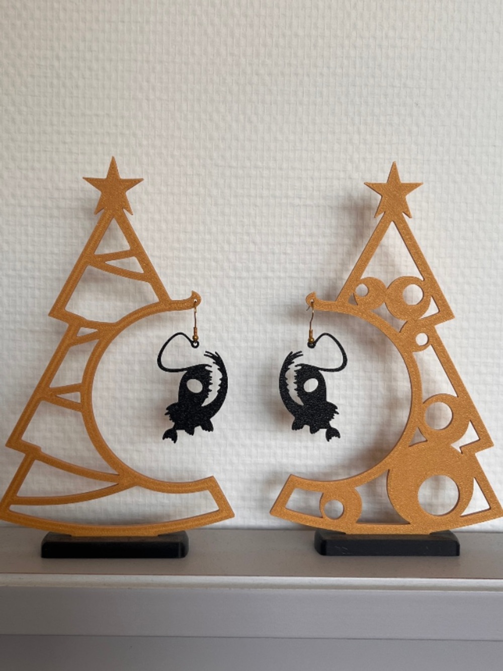 Black Fish Hook Dangle Earrings for Kids - Cute Sea Creature Earrings